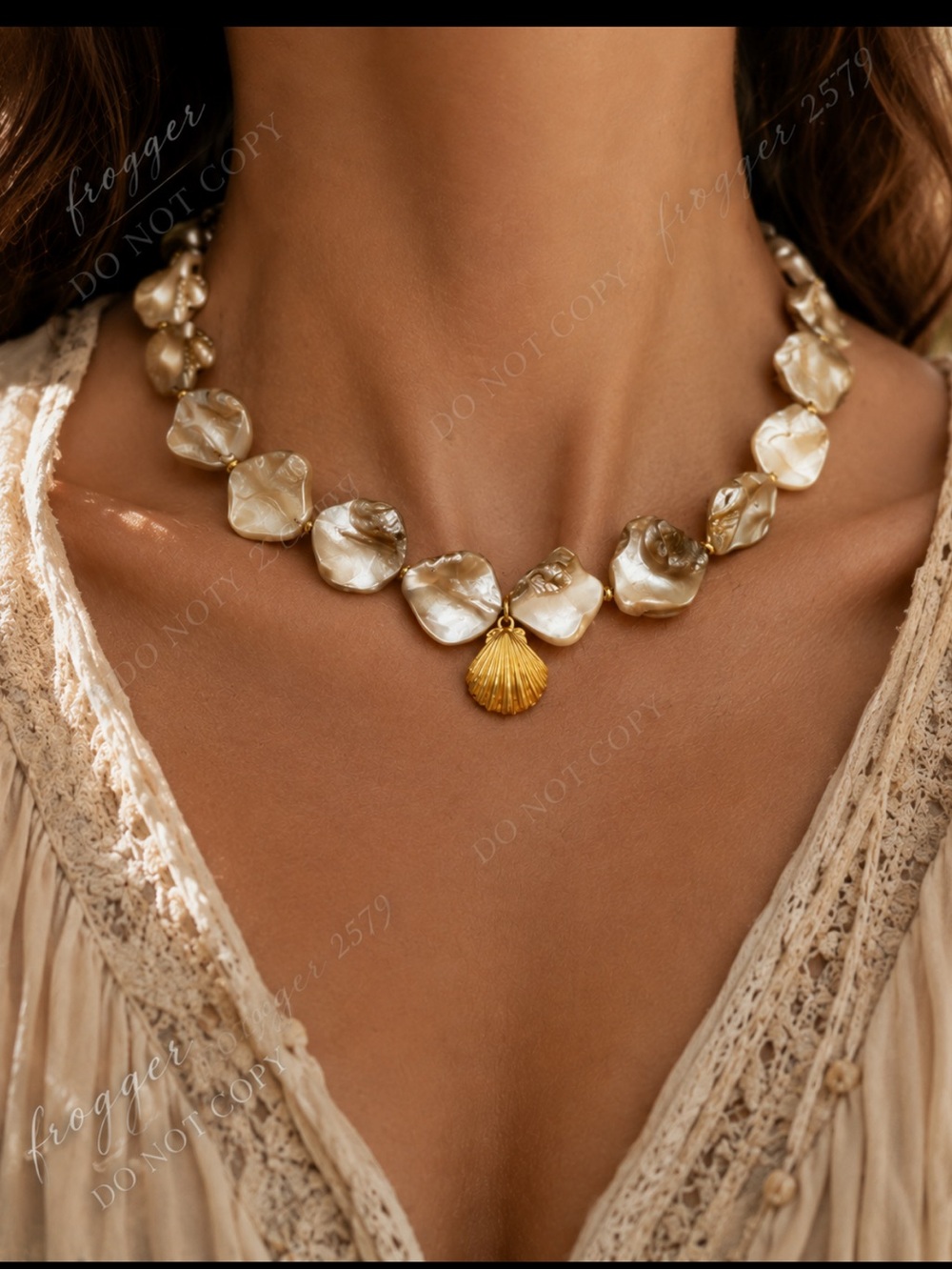 Free People Natural Beaded Shell Necklace